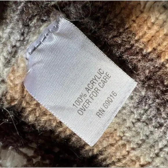 Black, Cream, Gray Open Front Neutral Striped Knit Crochet Cardigan Sweater 1X - Picture 8 of 10